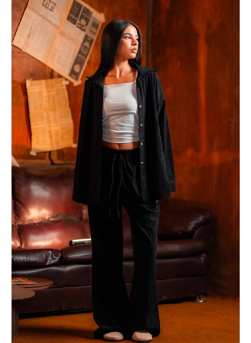 كنزه طقم قطيفة (قميص + بنطلون) - Image 1